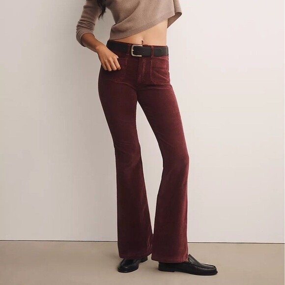 Anthropologie Pilcro Size 26 The Icon Corduroy Flare Jeans Mid Rise Wine Y2K - Picture 8 of 16